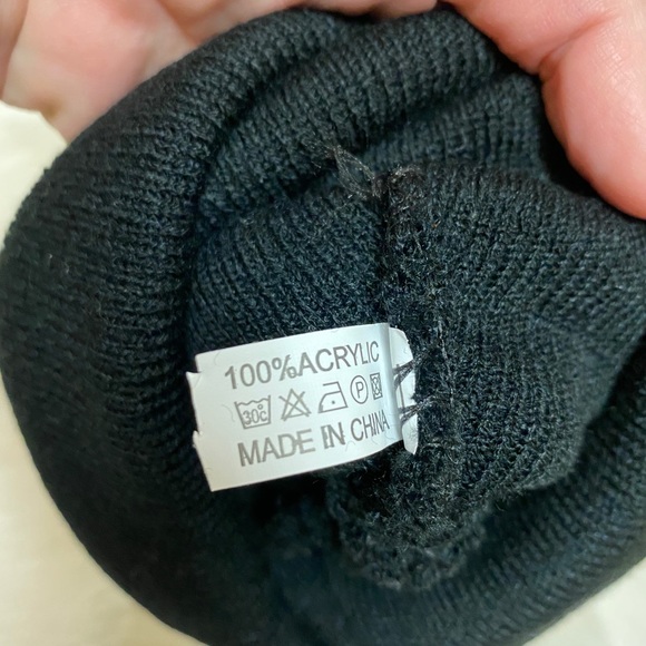 Embroidered Double Pom Faux Fur Knitted Beanie Hat - Picture 5 of 5